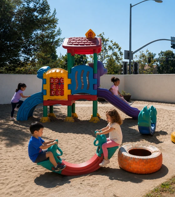 Children playing on the outdoor playground